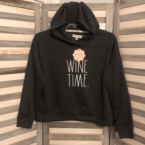 RAE DUNN WINE TIME CROPPED HOODIE NWT